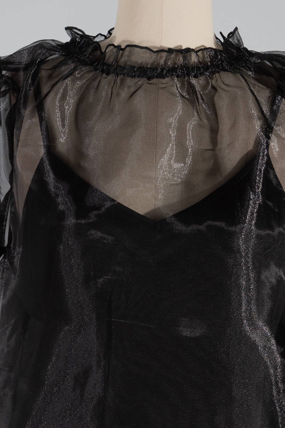 Black FST1747-6STK Short Sleeve Mock Neck Tule Top 6PK for wholesale on Faire2