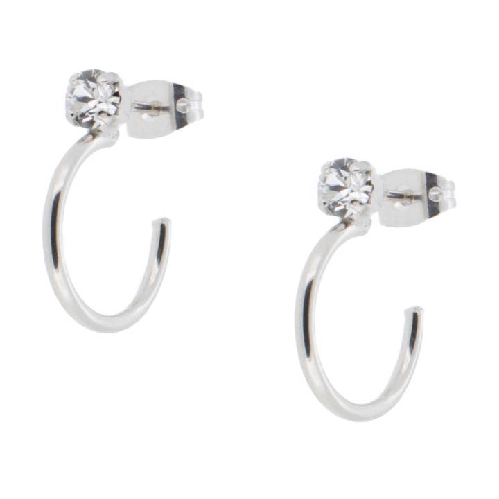 PENDIENTE ARO CON CRISTAL CHAPADO PLATA para venta al por mayor de Destellos Mediterranean Jewels