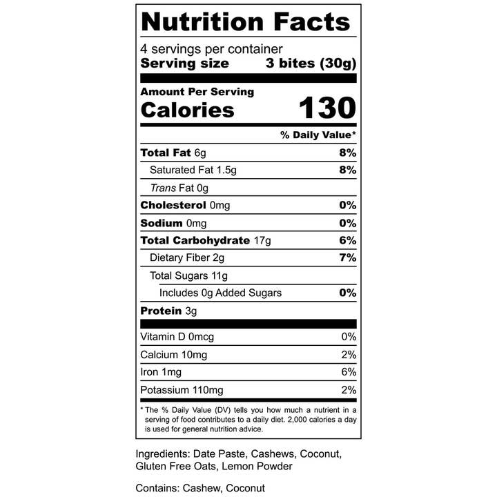 AMG Snacks - Wholesale Snack Bar - Lemon Coconut Energy Bite