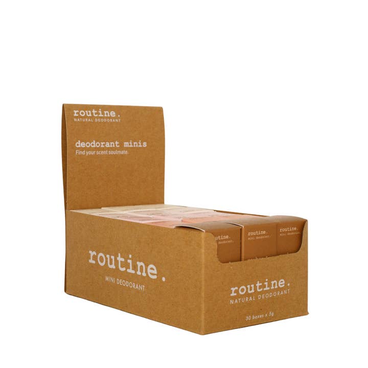 Routine - Wholesale Deodorant - Unisex - 30 x 5g ASSORTED MINI Deodorants in Counter Display
