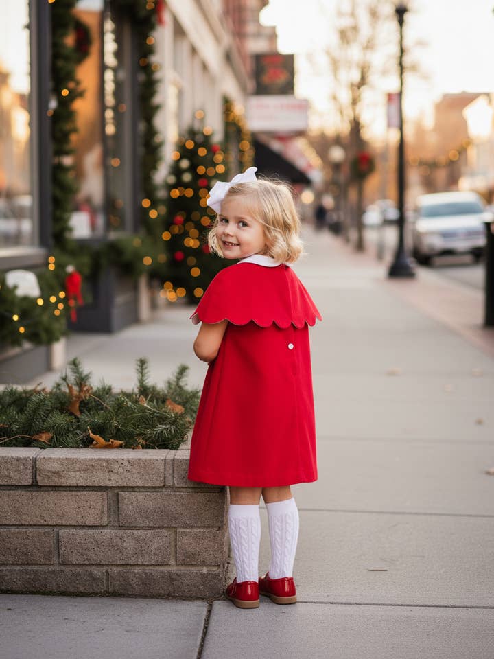 Posh Pickle – wholesale Dress – Kids – The Capelet Dress in Evelyn - Red Pinwale Corduroy6