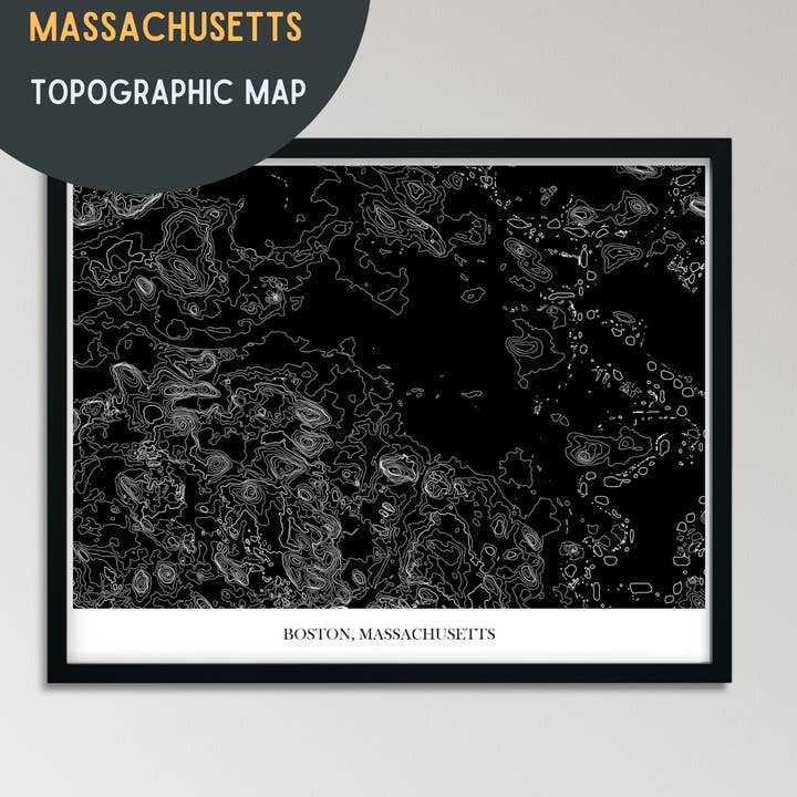 Boston, Massachusetts, stampa mappa topografica | 24 colori per la vendita all'ingrosso da parte di Map Maiden