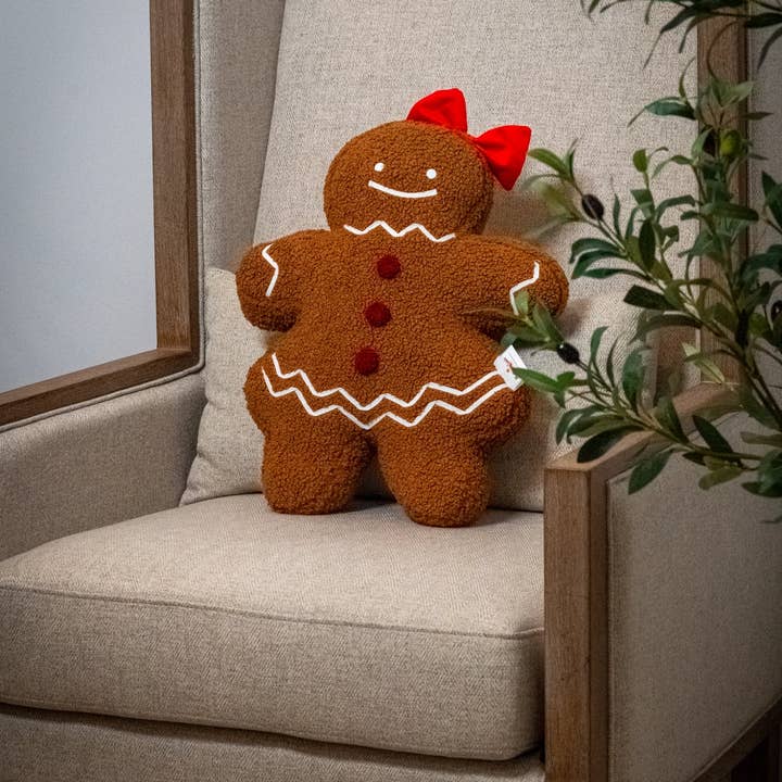 Buttercup Lynne Boutique - Wholesale Throw/Decorative Pillow - Ruby Sugar Gingerbread Sherpa Pillow7