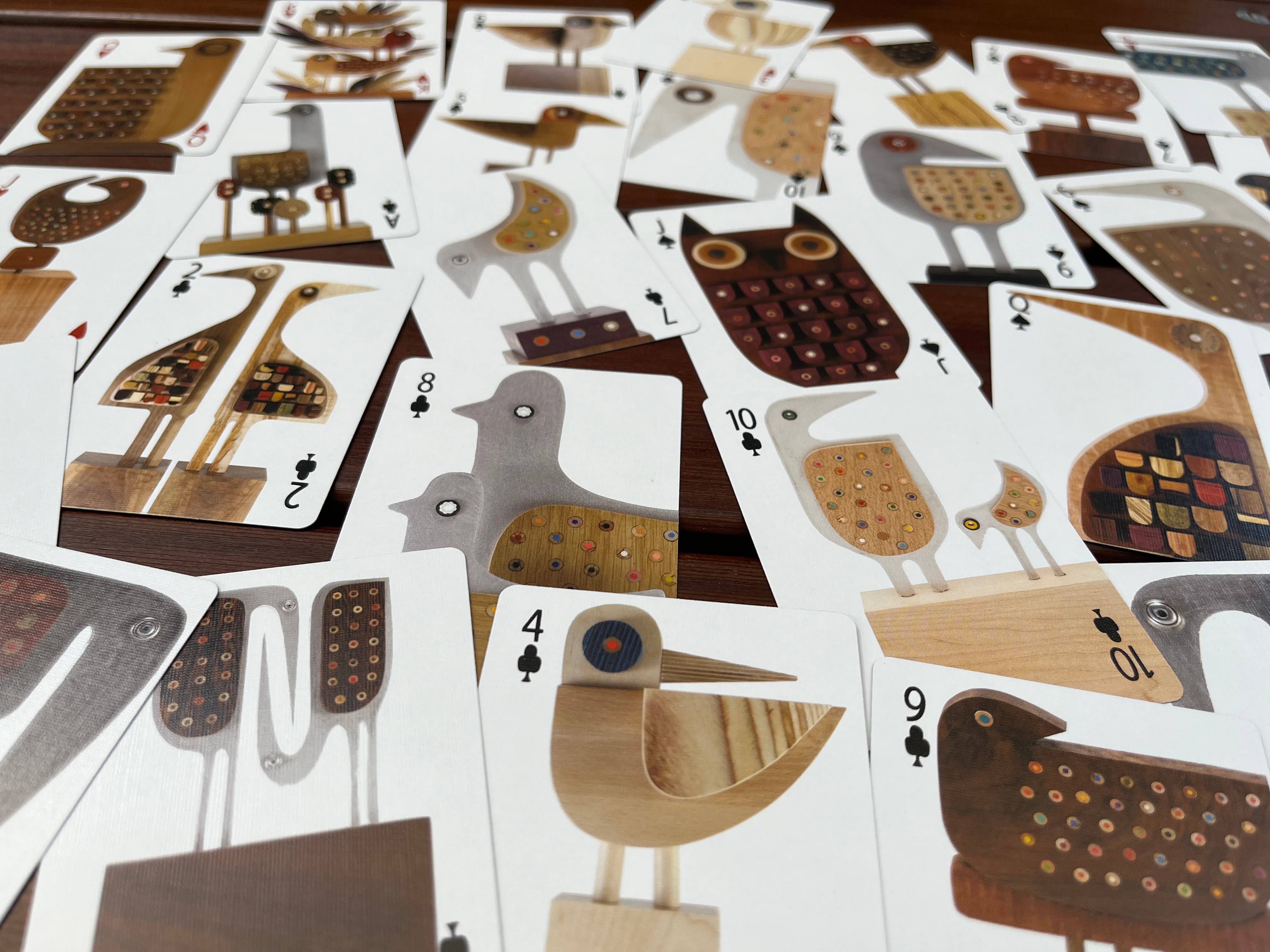 Bunny with a Toolbelt - Wholesale Playing Cards - Playing Card Deck with 54 reclaimed wood bird sculptures5