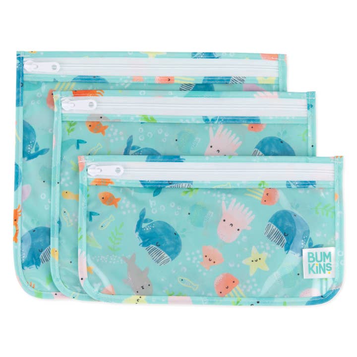 Clear Travel Bag 3-Pack: Ocean Life for wholesale by Bumkins
