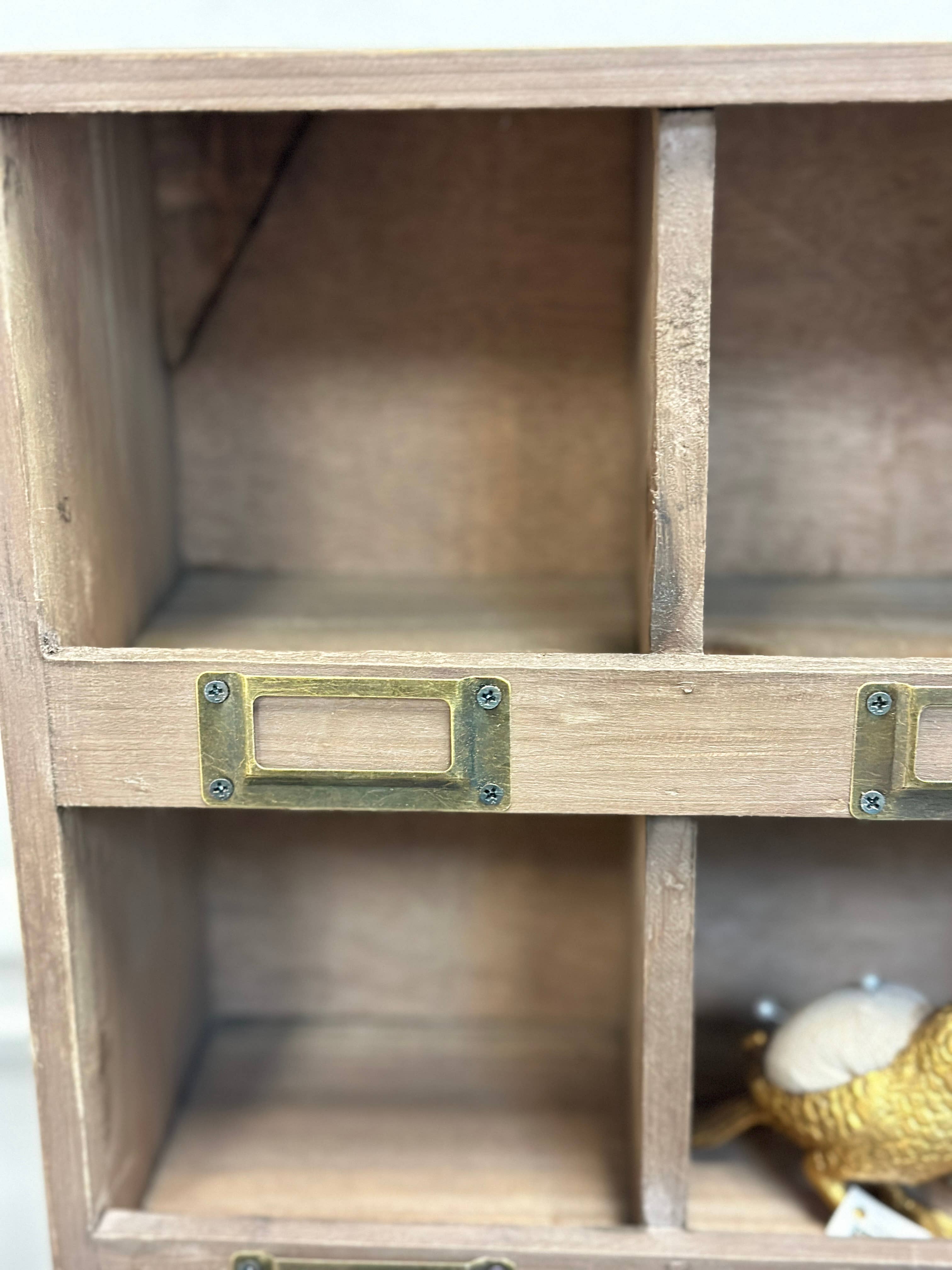 Vagabond Vintage – wholesale Decorative box – Rustic Recycled Pine Cubby Box with 12 Marked Compartments3