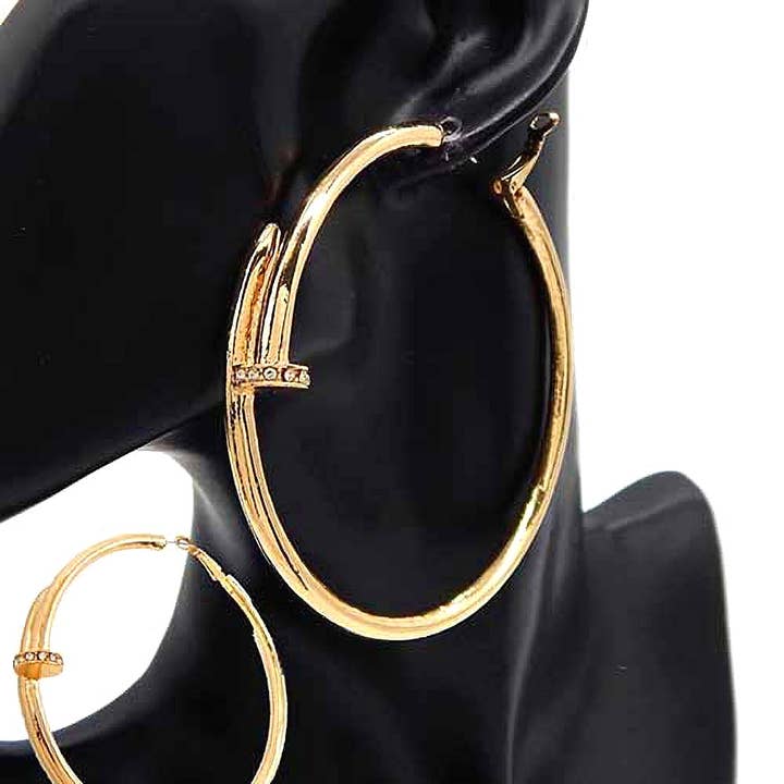 80MM Polished Nail Inspired Hoop Earrings for wholesale by Diacly