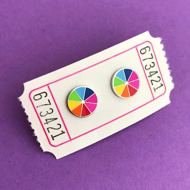 Bright Colour Wheel Stud Earrings for wholesale by Hand Over Your Fairy Cakes