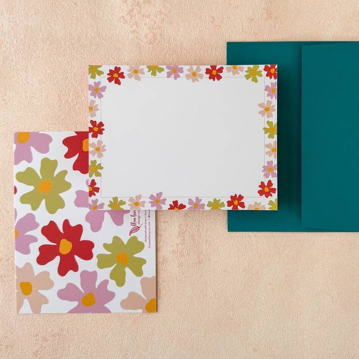 Floral Border Note Cards for wholesale by Blue Leaf Design Co.