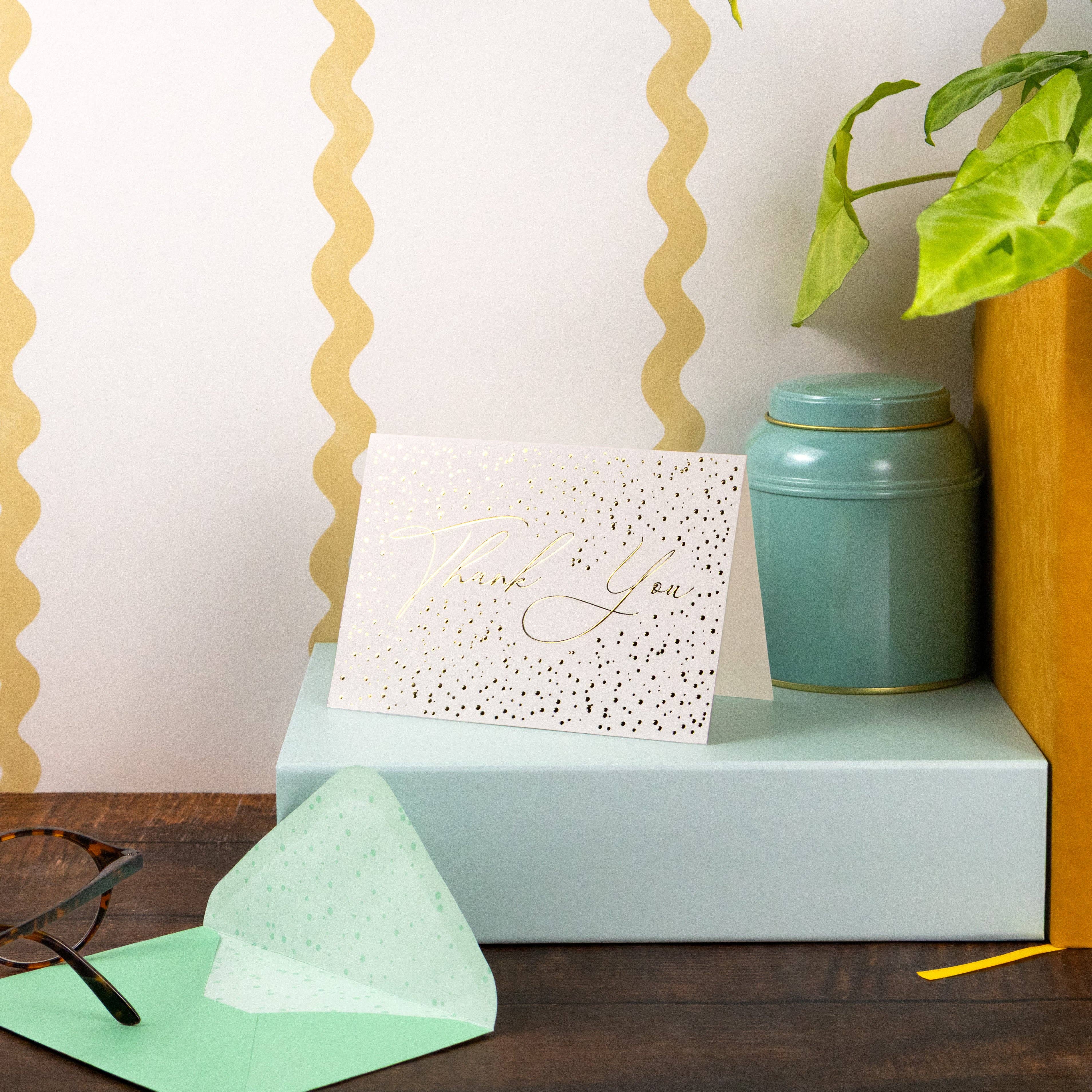 Robert Frederick Ltd – wholesale Stationery/notecard set – 12 Notecards and Envelopes in Gift Box - “Thank You” Spots Design4