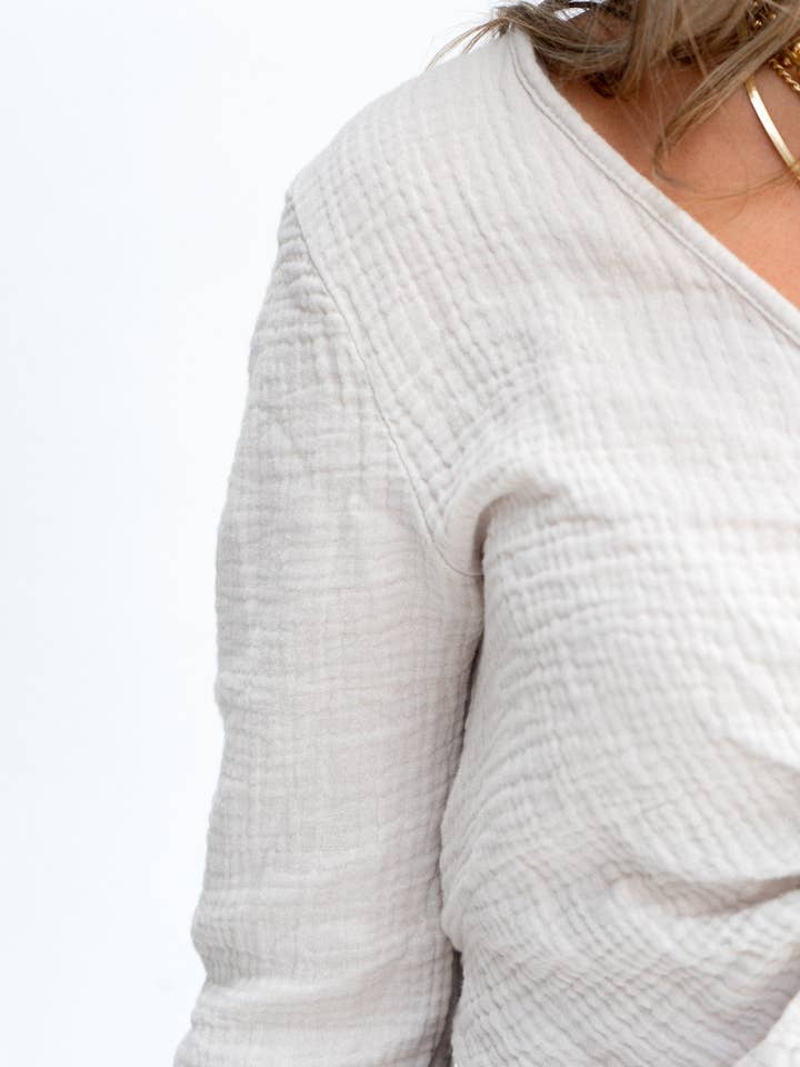 *PRE-ORDER* BONNIE BONNIE shirt with lacing in beige for wholesale by Wild Daisy