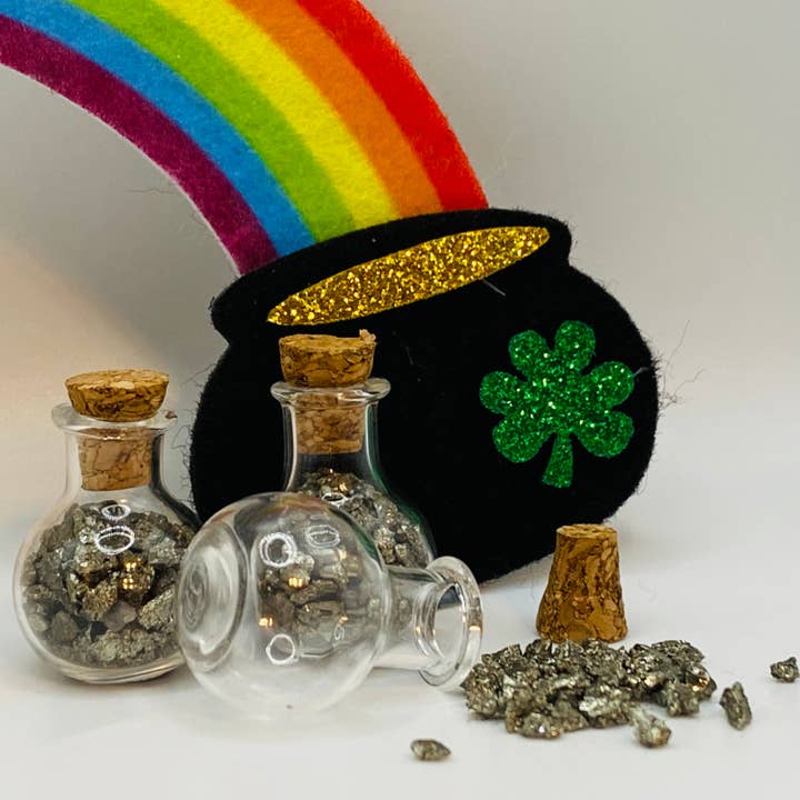 Pot of (fool's) Gold. Pyrite in a bottle for decorating. for wholesale by LilDebby's DeLights
