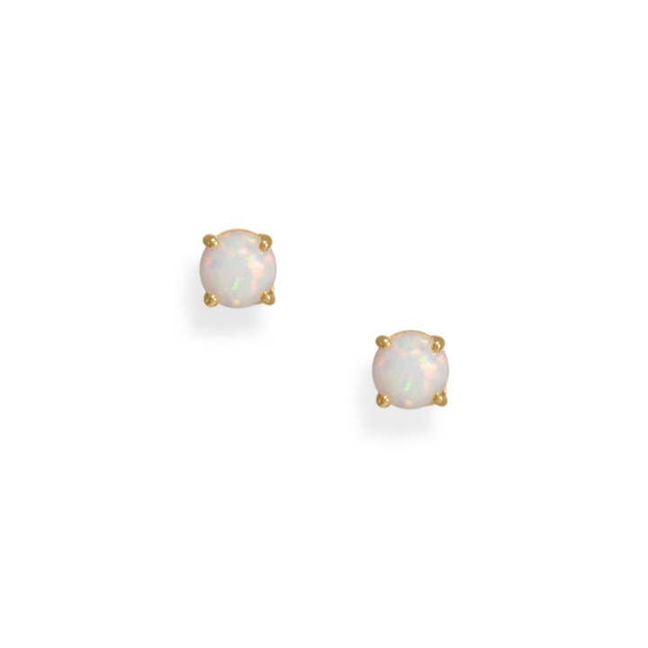 Silver Stars Collection - Wholesale Stud/Post Earrings - 14 Karat Gold Plated Synthetic Opal Stud Earrings