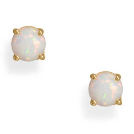 14 Karat Gold Plated Synthetic Opal Stud Earrings for wholesale by Silver Stars Collection