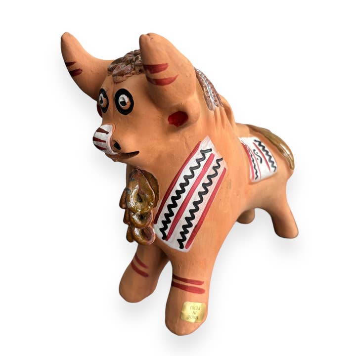 Zoe Artcrafts - Venta al por mayor Figura decorativa - Figuras de Perú con detalles de cerámica Toritos de Pucara para decoración del hogar