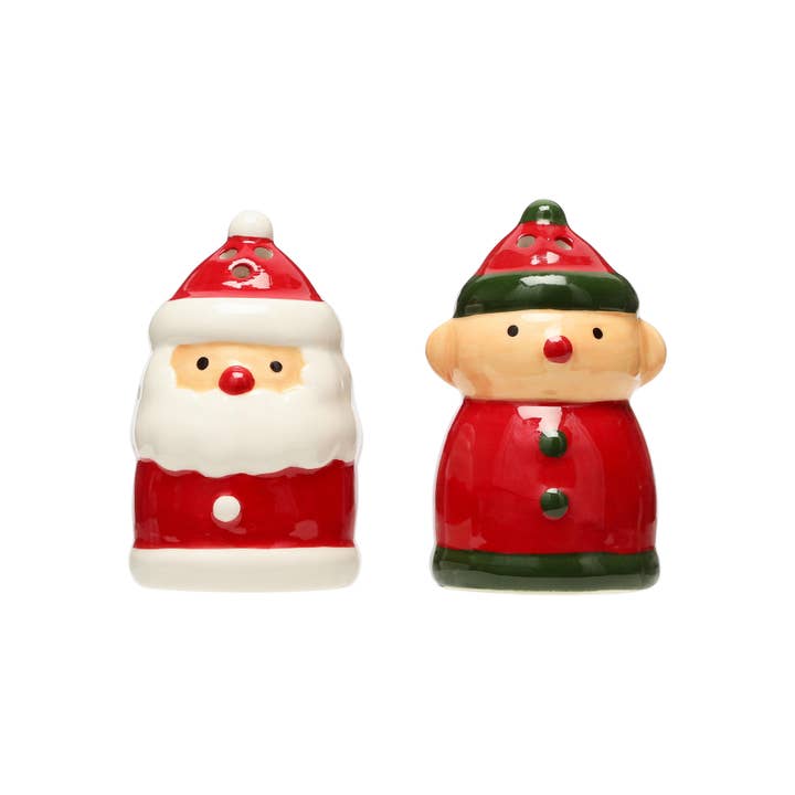 Pearhead - Wholesale Salt & Pepper Shaker Set - Santa & Elf Salt & Pepper Shaker Christmas Set