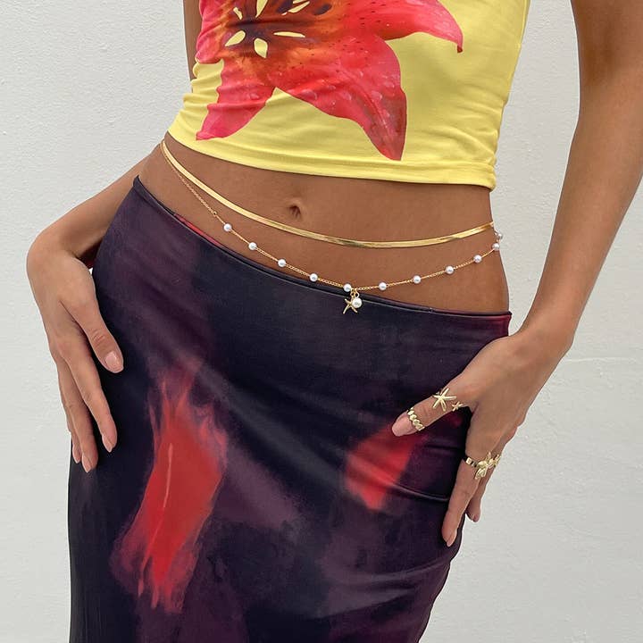 Dipped Shop - Wholesale Face/Body Chain - Sexy Snake Chain Pearl Waist Chain DP25D7383