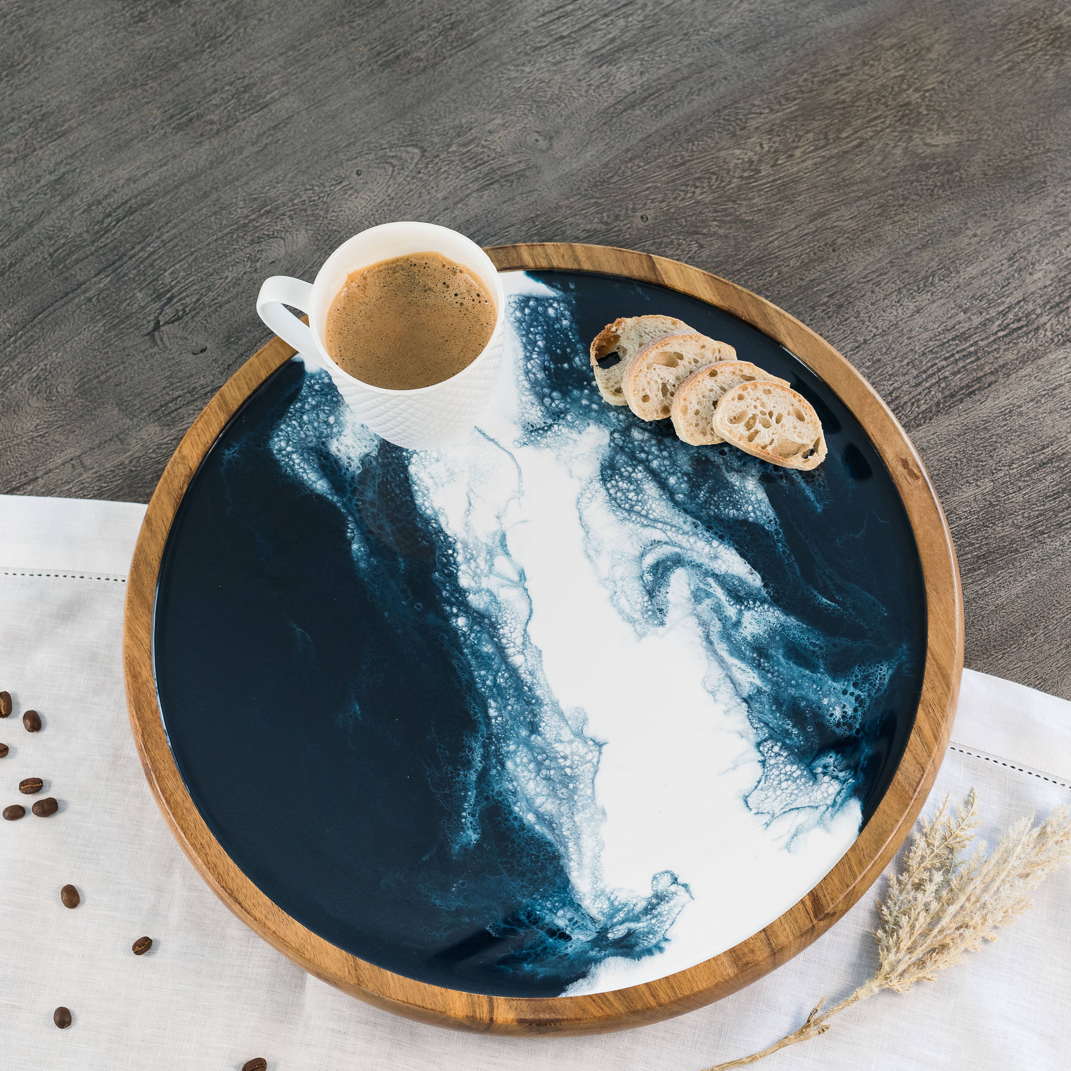 Lynn & Liana Designs - Vente Plateaux de service - Plateau tournant en résine de bois d'acacia - Lazy Susan 16" SANS TARIFS !15