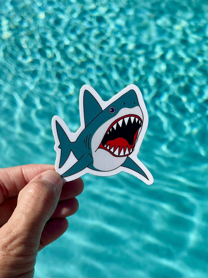 Shark Sticker, Great White Sticker for wholesale by Chrissi G Design