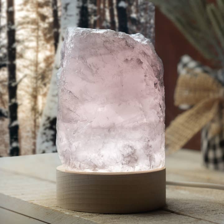 Natures Artifacts Inc - Wholesale Accent/Desk Lamp - Rose Quartz LED Lamp 4
