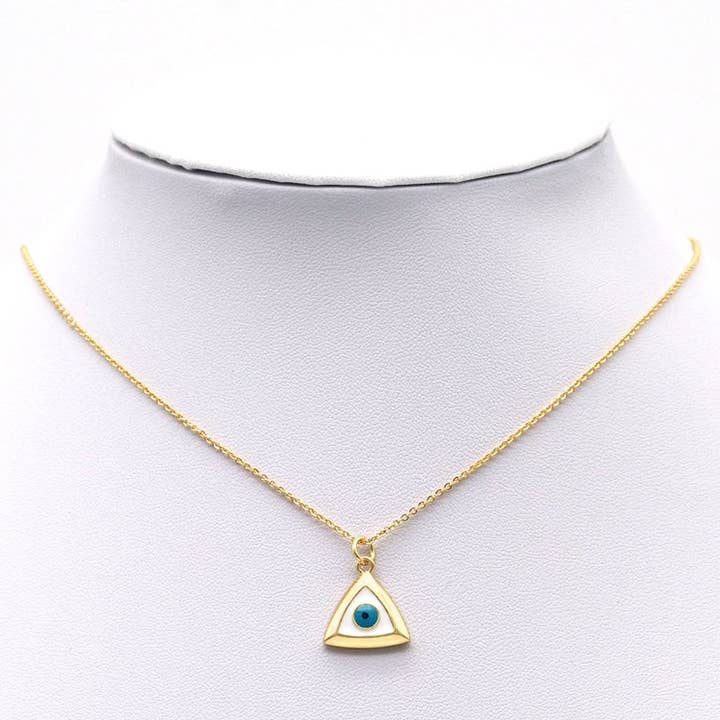 BestBeads&Beyond - Wholesale Individual Charm/Pendant - Gold CZ Evil Eye Triangle Shape Charm, Sku#LK7213