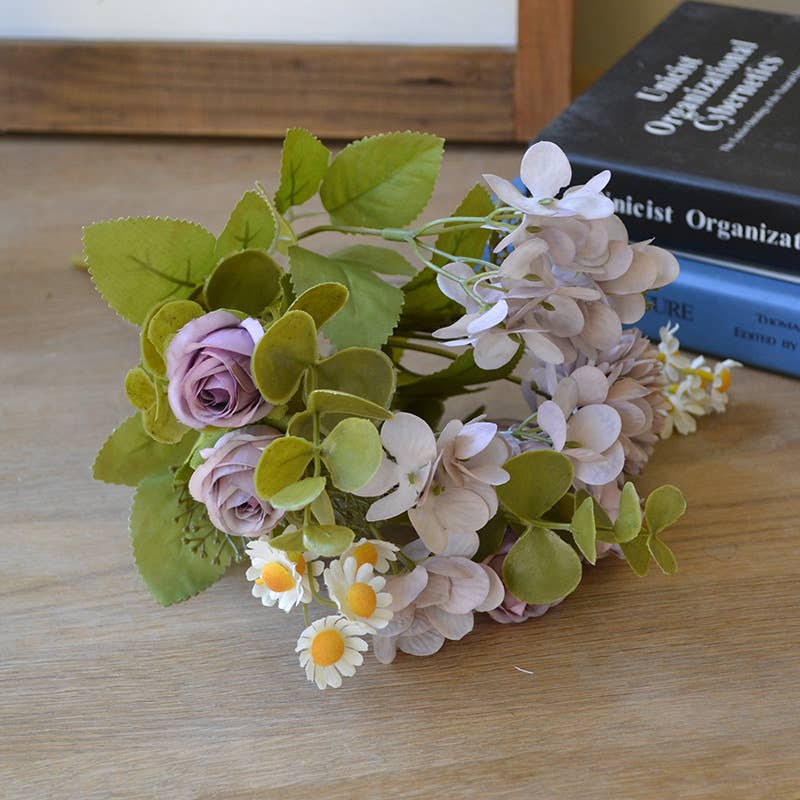Sweet Home Deco - Wholesale Artificial Flowers - 12''T Silk Mixed Floral Bouquet, Rose/Hyrangeas/Mums/Daisies1
