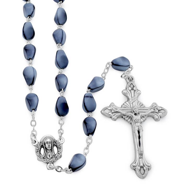 Rosary Blue Sasso Glass Beads for wholesale by RM Trading