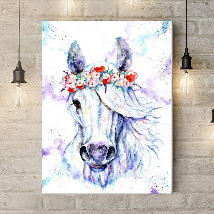 Bloemen paardenbox canvas 18 x 12" voor wholesale door bee.arts