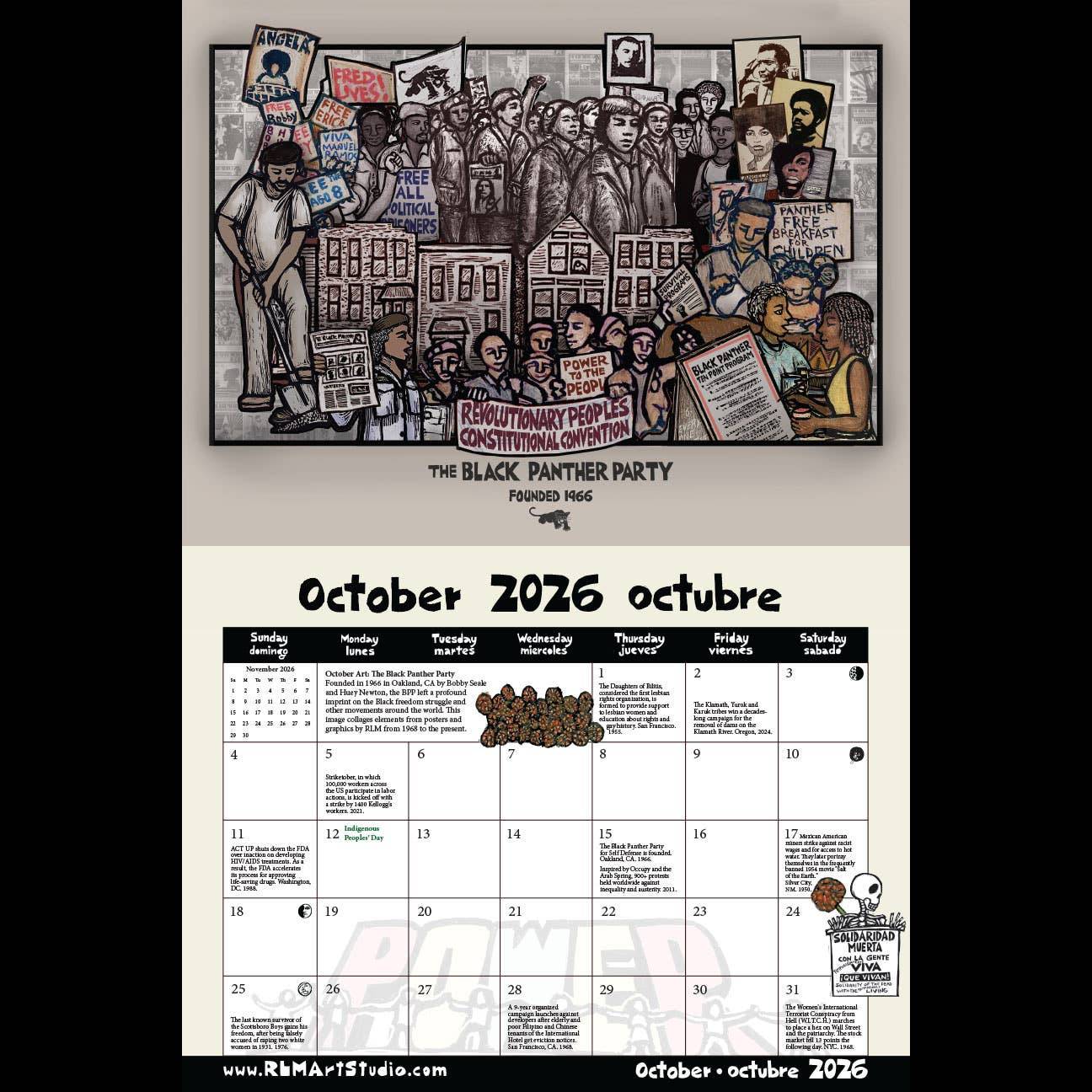 Ricardo Levins Morales Art Studio - Wholesale Calendar - 2026 Ricardo Levins Morales Liberation Calendar3