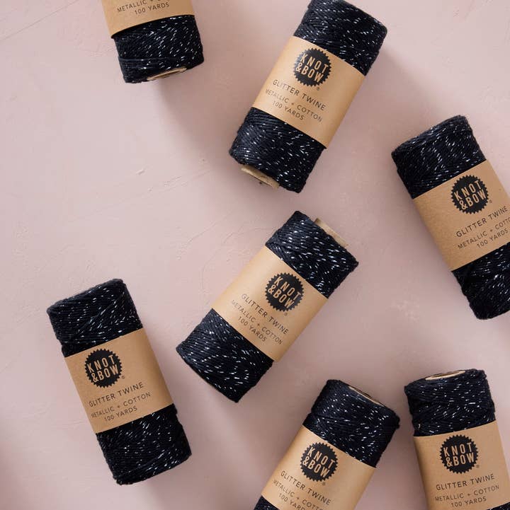 Knot & Bow - Wholesale Twine - Gunmetal Black Glitter Twine0