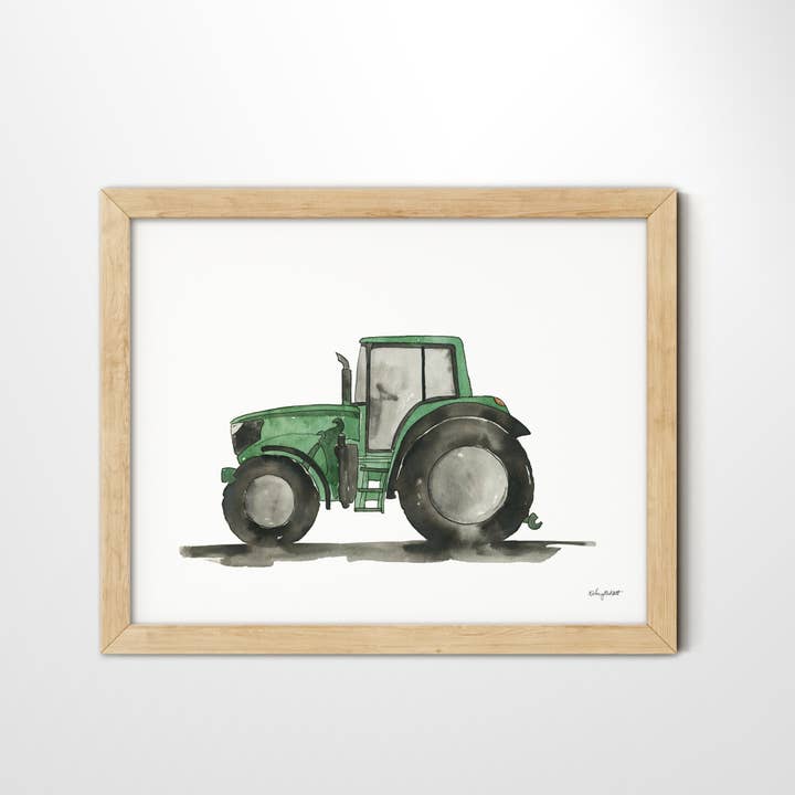 Green Tractor Art Print for wholesale by KelseyMDesigns