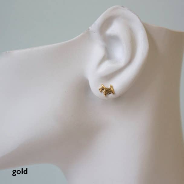 a.v. max – wholesale Stud/post earrings – Scottie Dog Stud Earrings|Gold|Silver
