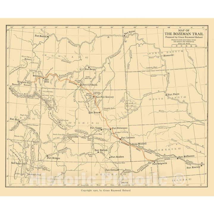 Mapa: Bozeman, Montana 1994, Mapa do Caminho de Bozeman por atacado de Historic Pictoric