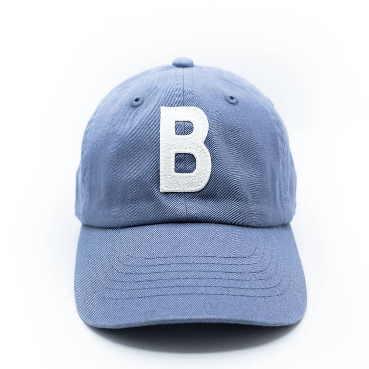 Dusty Blue Letter Baseball Hat for wholesale by Rey to Z