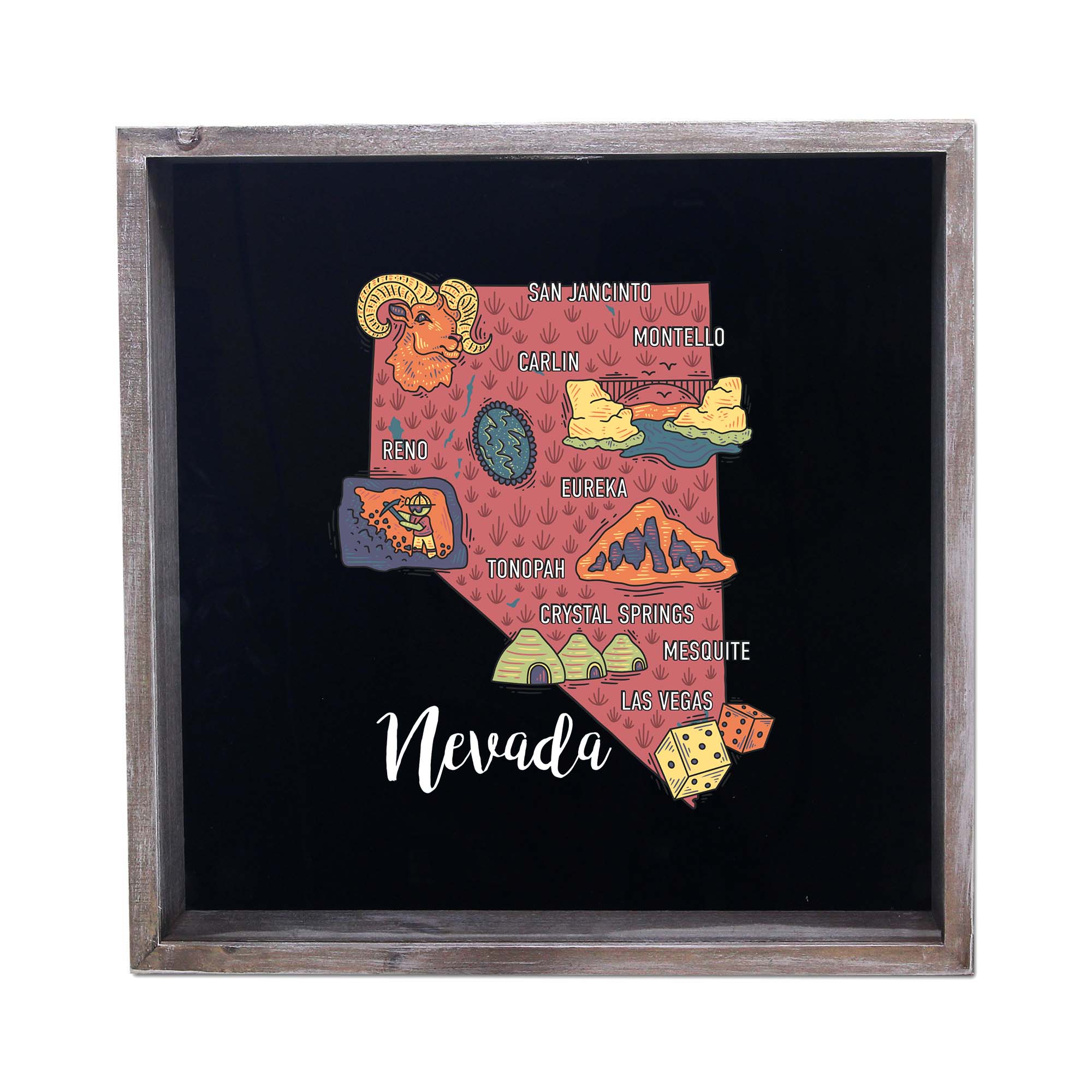 Torched Products - Wholesale Sign - State Map Design Shadow Box - Gray30