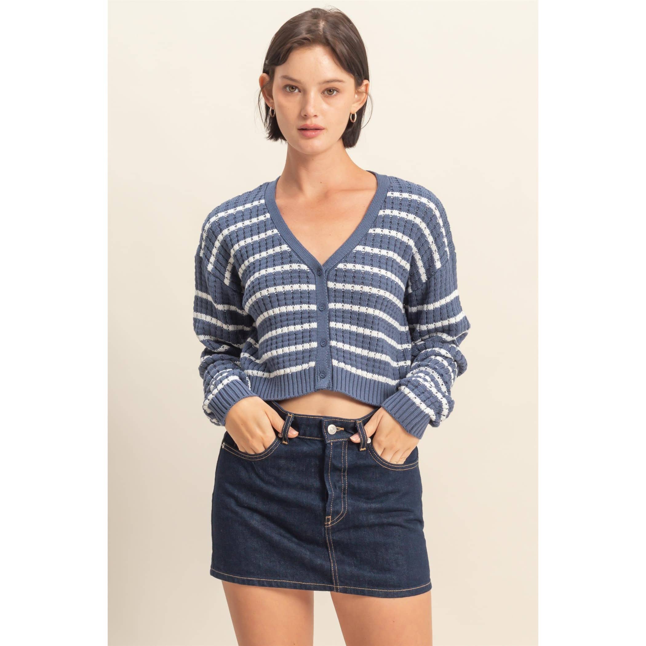 HYFVE - Vendita all'ingrosso Cardigan - Donna - Cardigan a righe con maniche lunghe e bottoni12