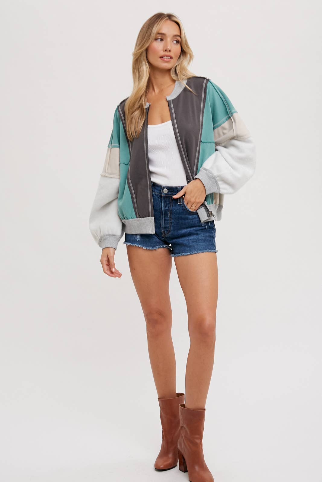 Bluivy - Wholesale Bomber Jacket - Women's - COLOR BLOCK BOMBER JACKET4