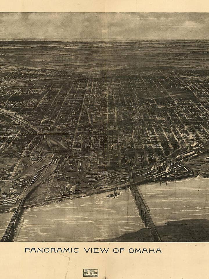 Panoramic View of Omaha 1905 for wholesale by Relic Map Co.