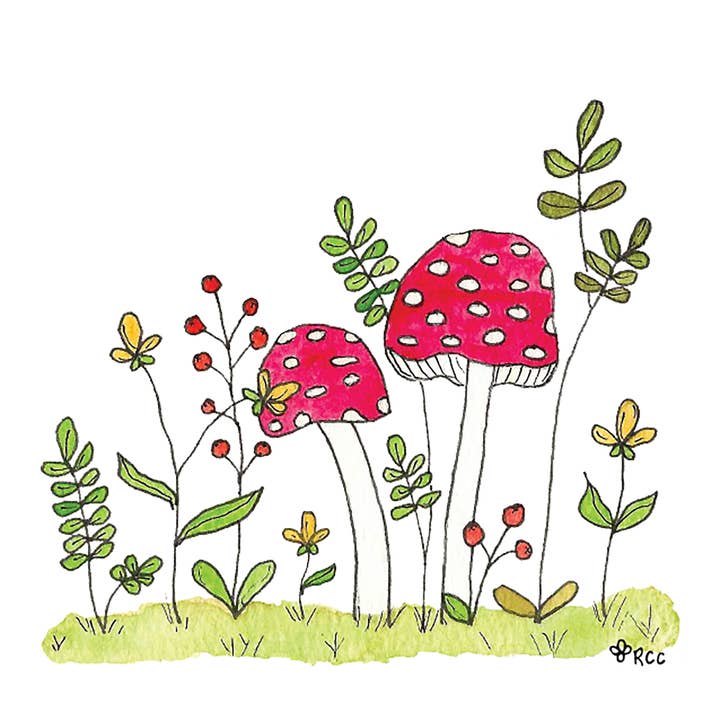 Red Mushroom 4x4 Print, Framed for wholesale by Red Cottage Creative