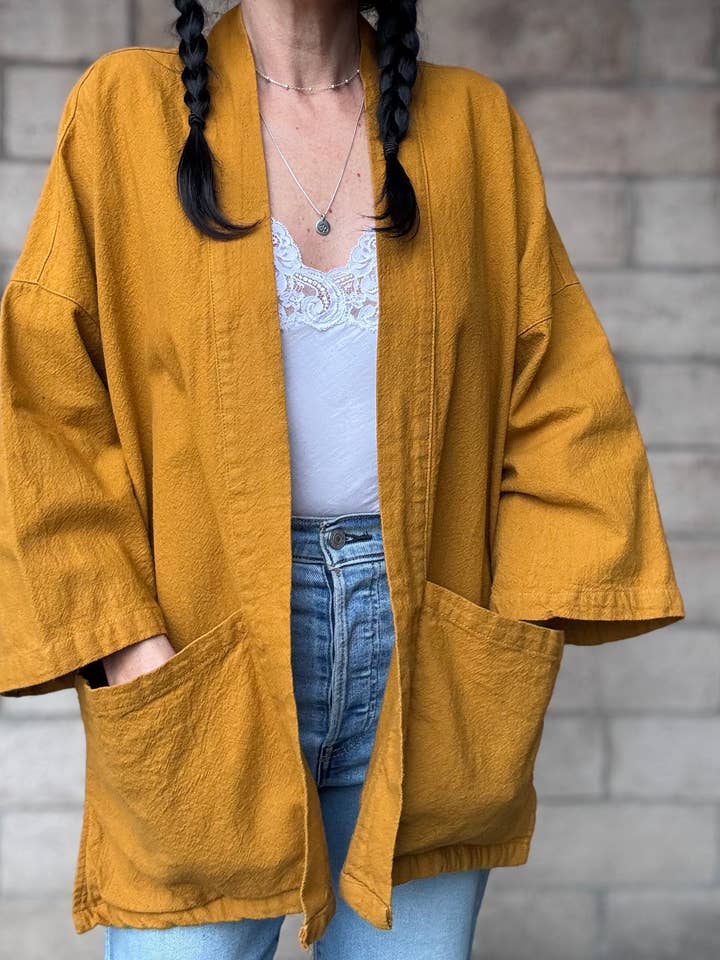 The 'Macie' Cardigan • Mustard for wholesale by The Parlour Handmade