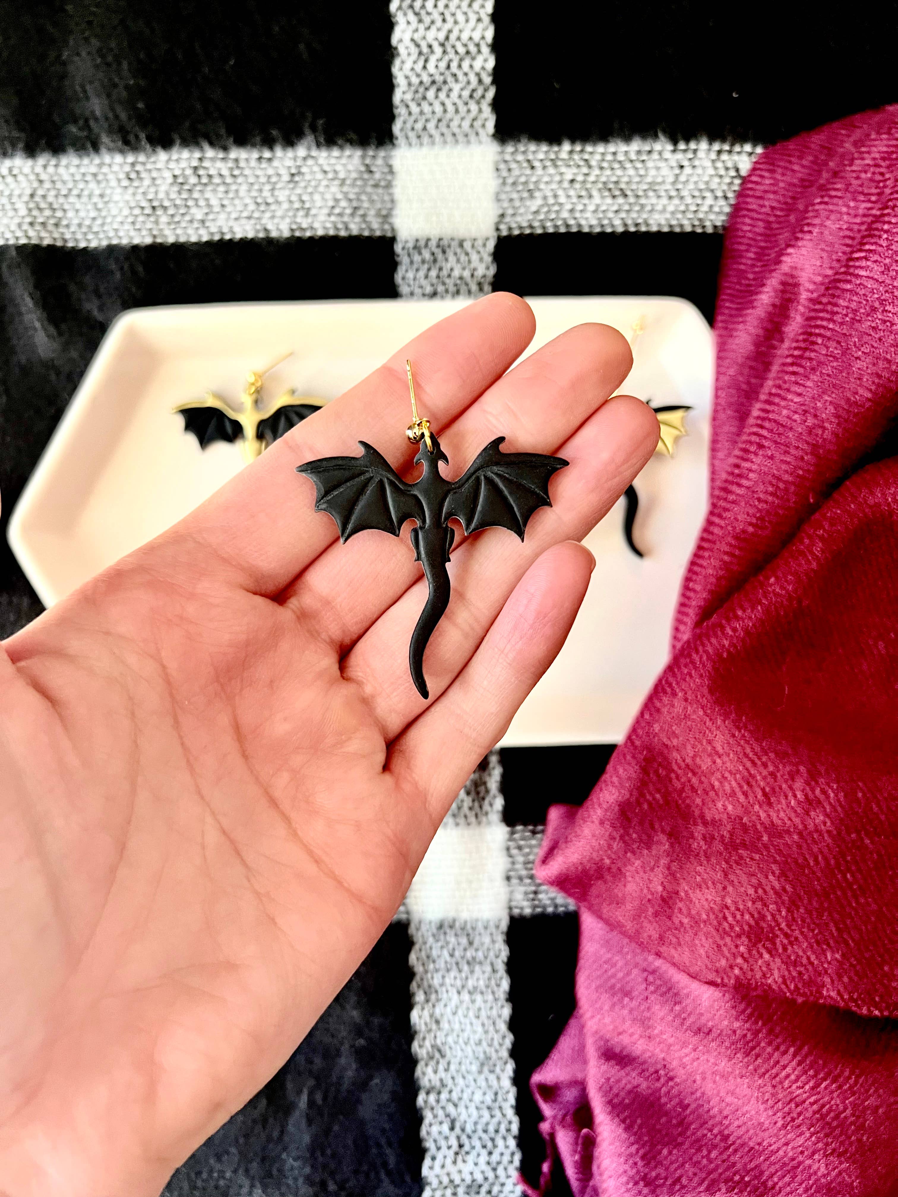 SeizeTheClayJewelry - Wholesale Dangle Earrings - Gold Dragon Earrings, Dragon Clay Earrings3