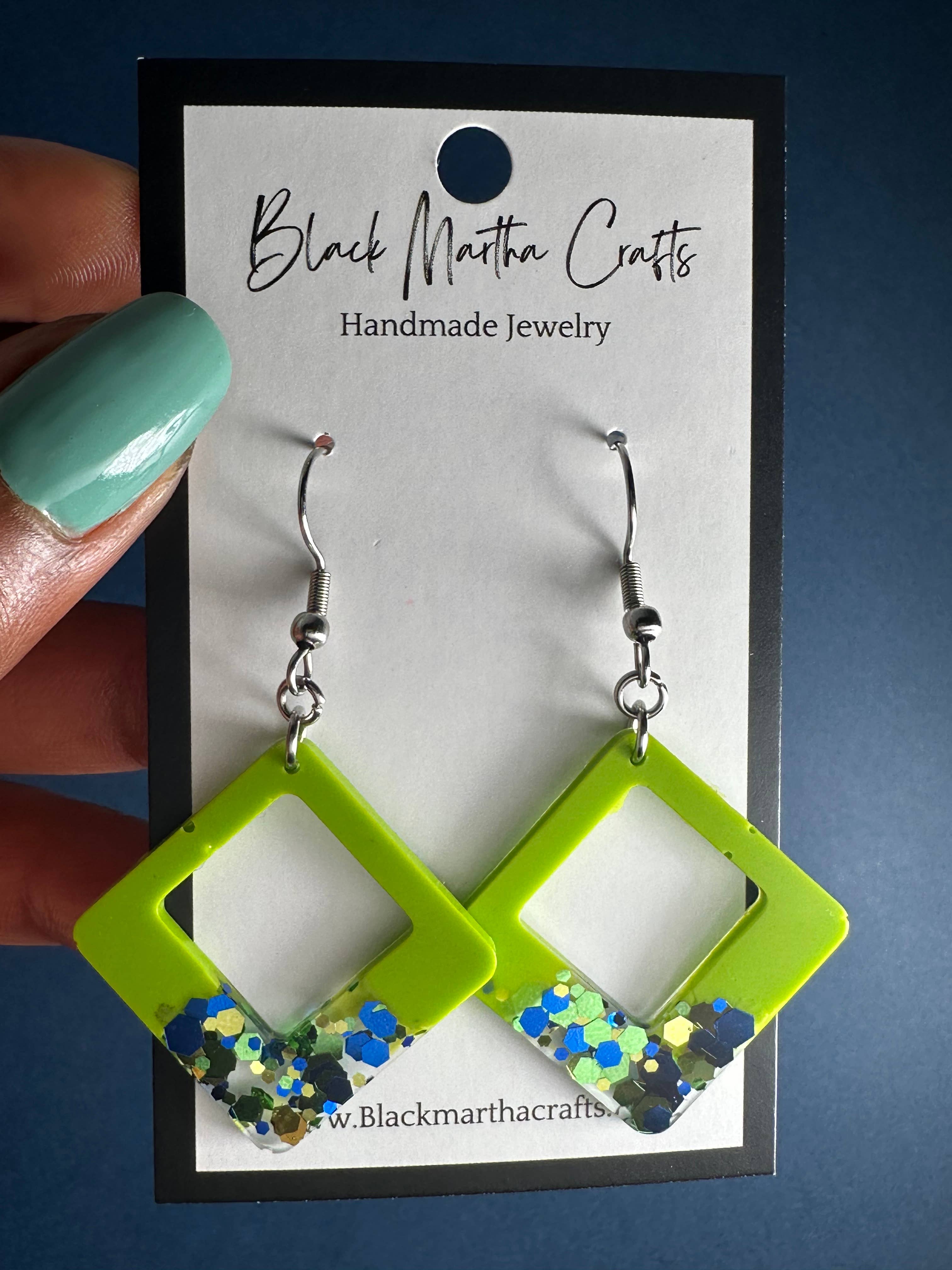 Black Martha Crafts - Wholesale Dangle Earrings - "12th Glam"- Glitter Resin Earrings7