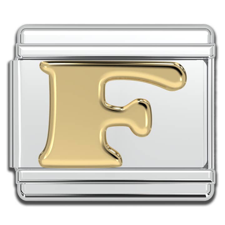 Natalia - Wholesale Individual Charm/Pendant - Italian Charm Letters A-Z - 9mm Gold Bracelet Charms