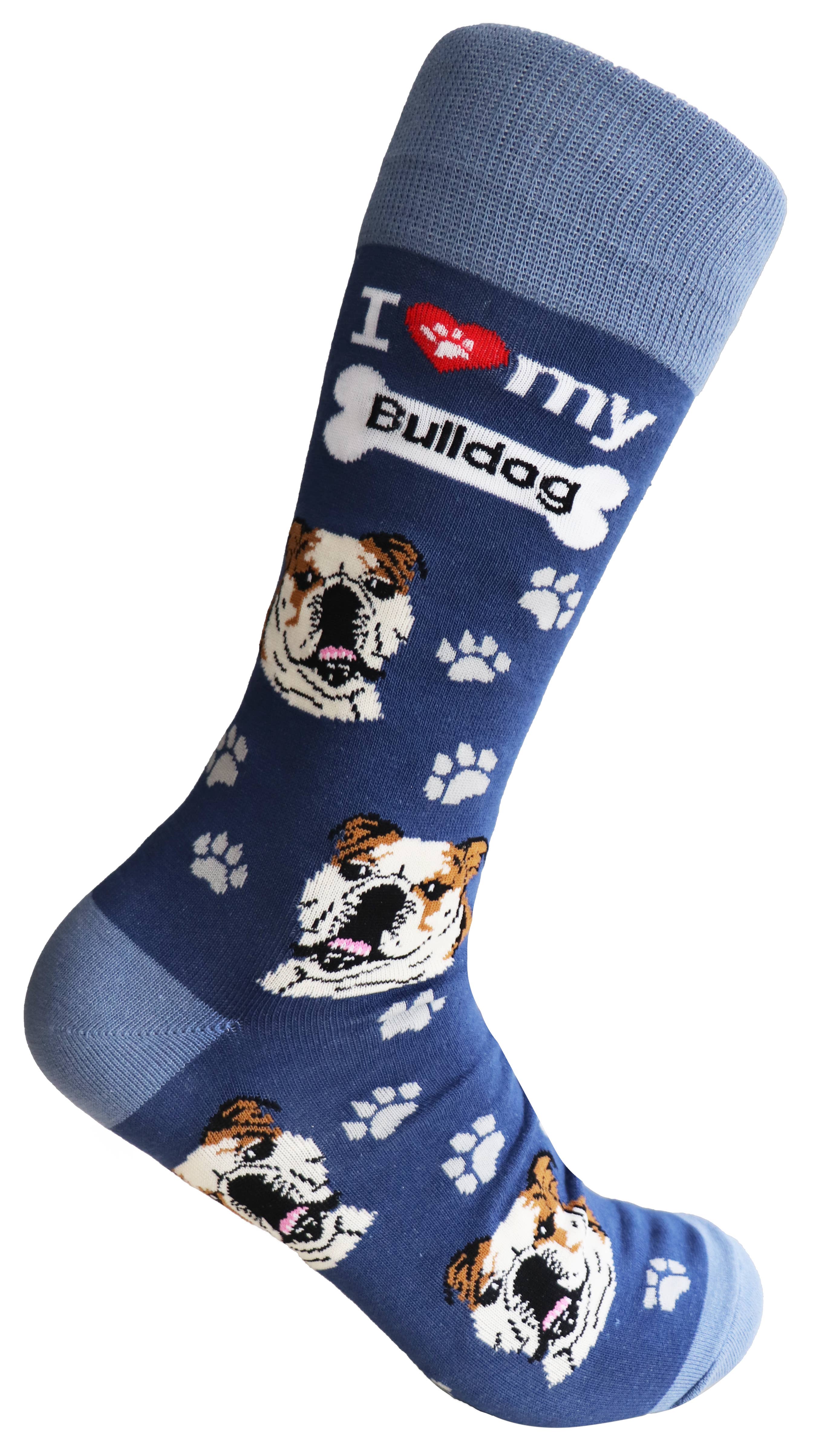 SoXcellent - Wholesale Socks - Unisex - I Love Dogs Bulldog Unisex Socks Blue Orange Red1