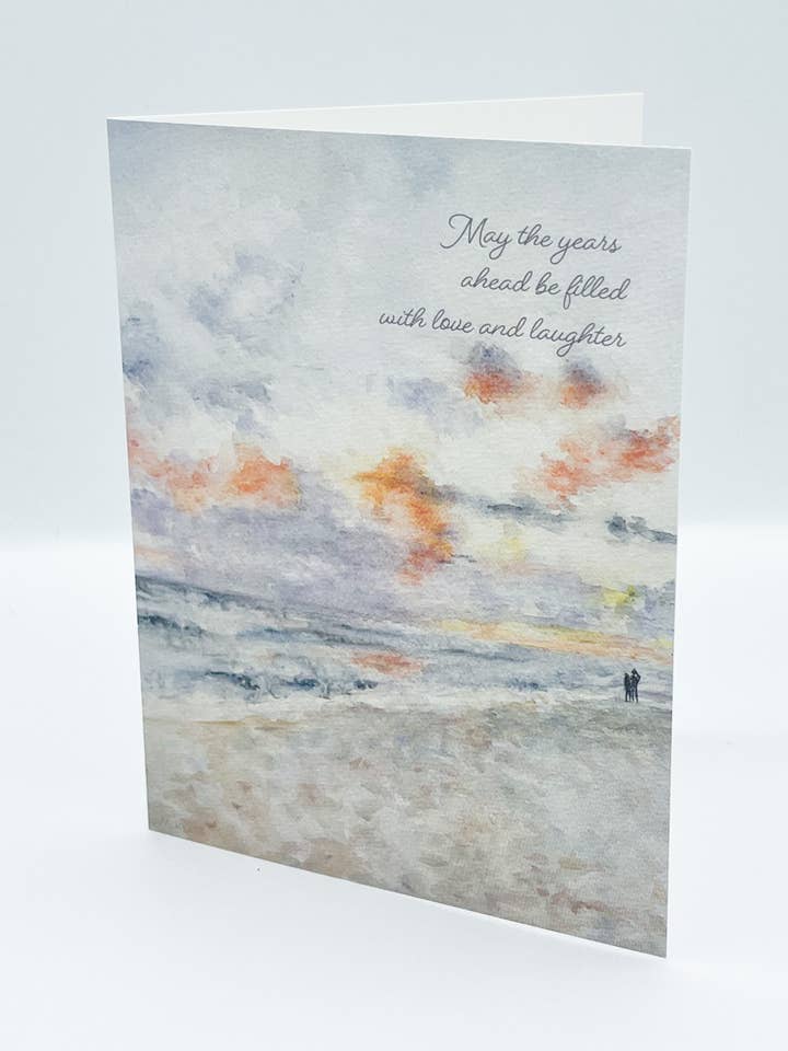 "Seagrove Sunset" coastal wedding/anniversary card for wholesale by Melissa Hyatt