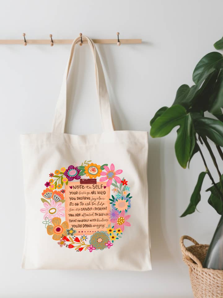 Note To Self Canvas Tote Bag for wholesale by EnchantingSunshine