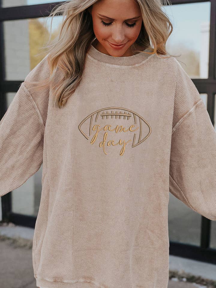 Suhkasana - Vente Sweat-shirt – femme - Sweat-shirt surdimensionné à côtes avec broderie pour jour de match1