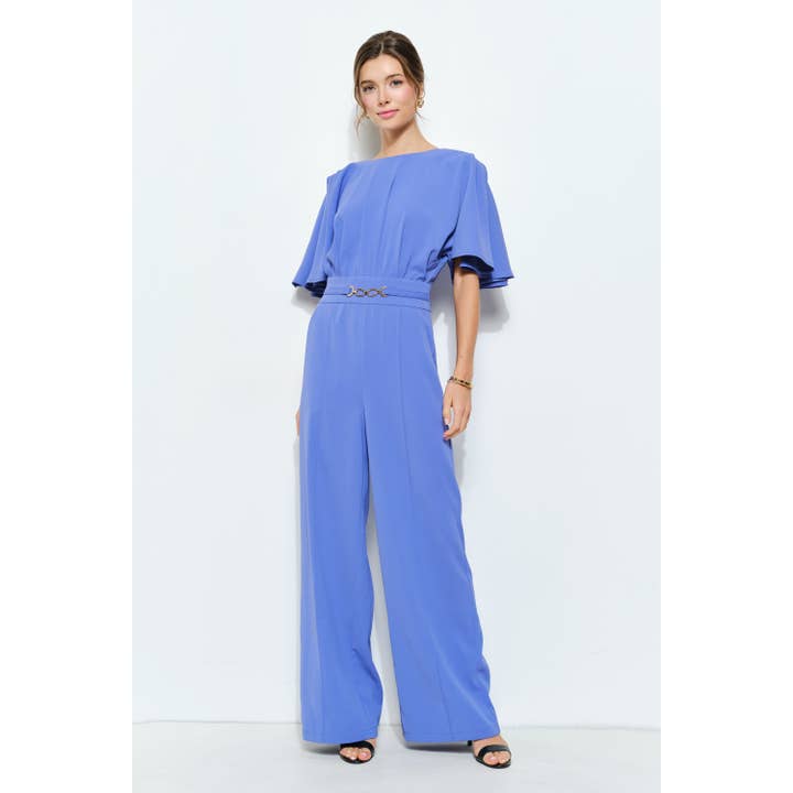 Flutter Kimino Sleeve Buckle Detail Wide Jumpsuit for wholesale by INA