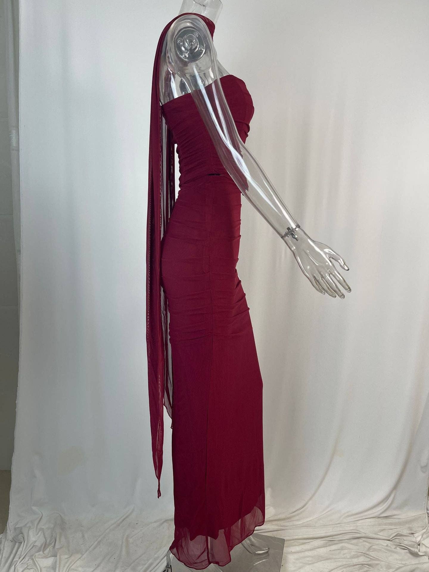 Marayn - Wholesale Hemd- en rokset - Dames - Blauwe Crop Top Rok Set EuroChic Stijl9