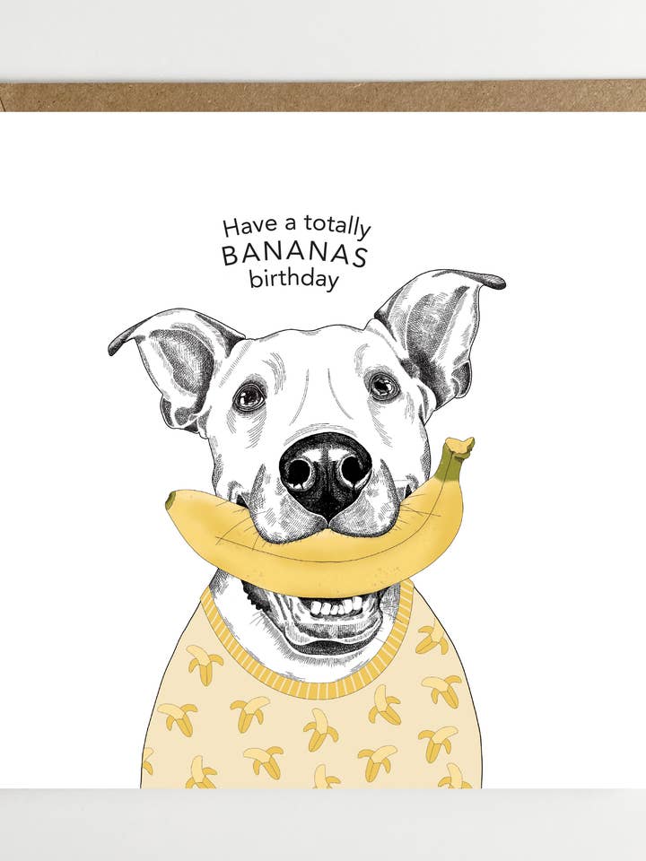 Födelsedagskort/Gratulationskort - Banans födelsedag för wholesale av Dotty Dog Art